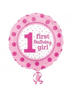 Balon 1First Birthday Girl 45x45 cm