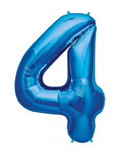 Balon Folie Cifra 4 Albastru - 100 cm