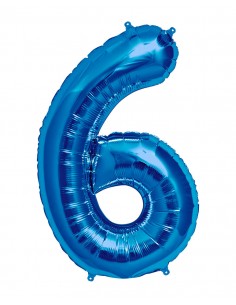 Balon Folie Cifra 6 Albastru - 100 cm