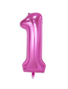 Balon Folie Cifra 1 Roz -  100 cm