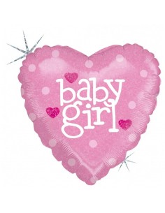 Balon Folie Inima "Baby Girl" - 45x45 cm