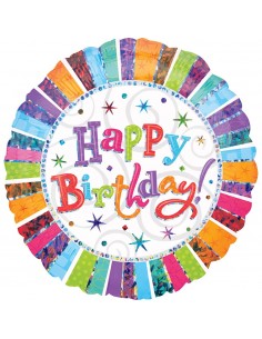 Balon Folie Rotund "Happy Birthday" 45x45 cm