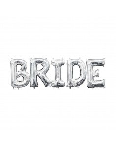 Set baloane folie litere BRIDE  argintii 100 cm