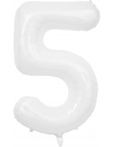 Balon Folie Cifra 5 ALB - 100 cm