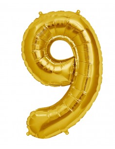 Balon Folie Cifra 9 Auriu - 100 cm
