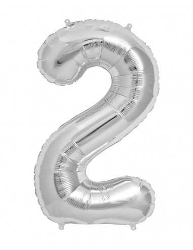 Balon Folie Cifra 2 Argintiu -  100 cm