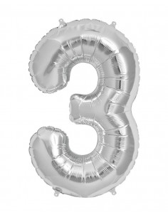 Balon Folie Cifra 3 Argintiu -  100 cm